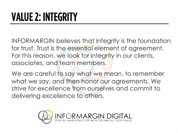 Informargin Value #2 Integrity